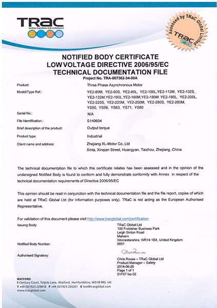 CE Certificate YE2.YS